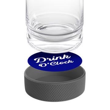 Glass, paper insert and removable silicone base